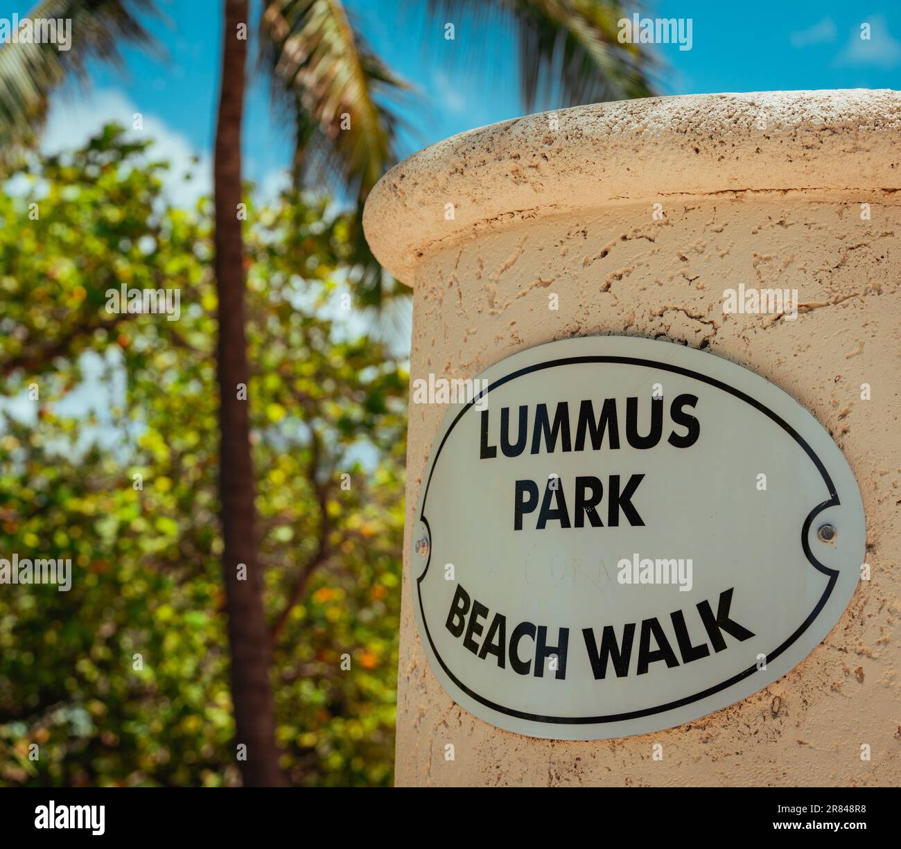 sign Lummus Park Miami Beach Stock Photo