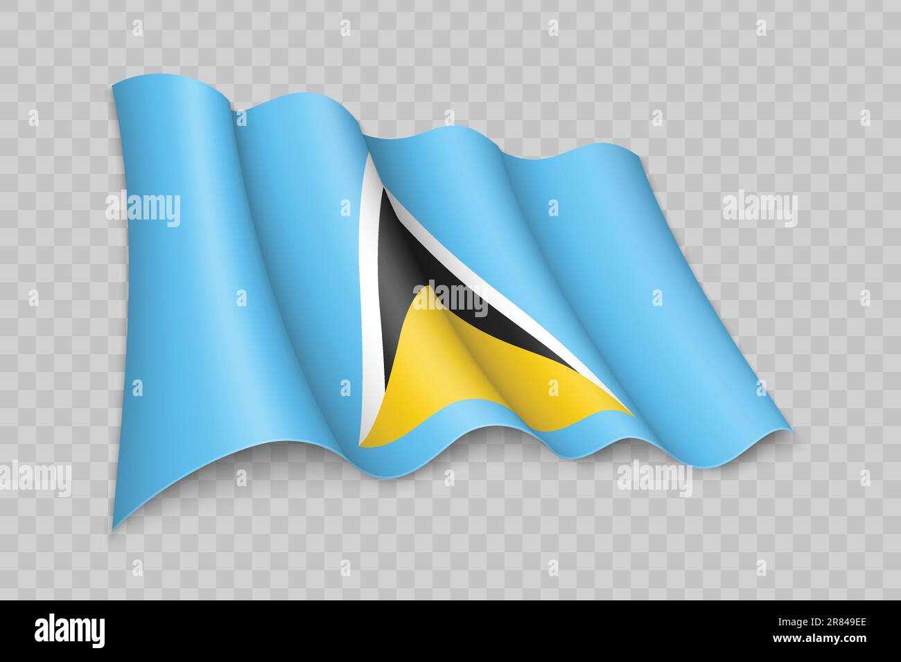 3D Realistic waving Flag of Saint Lucia on transparent background Stock Vector