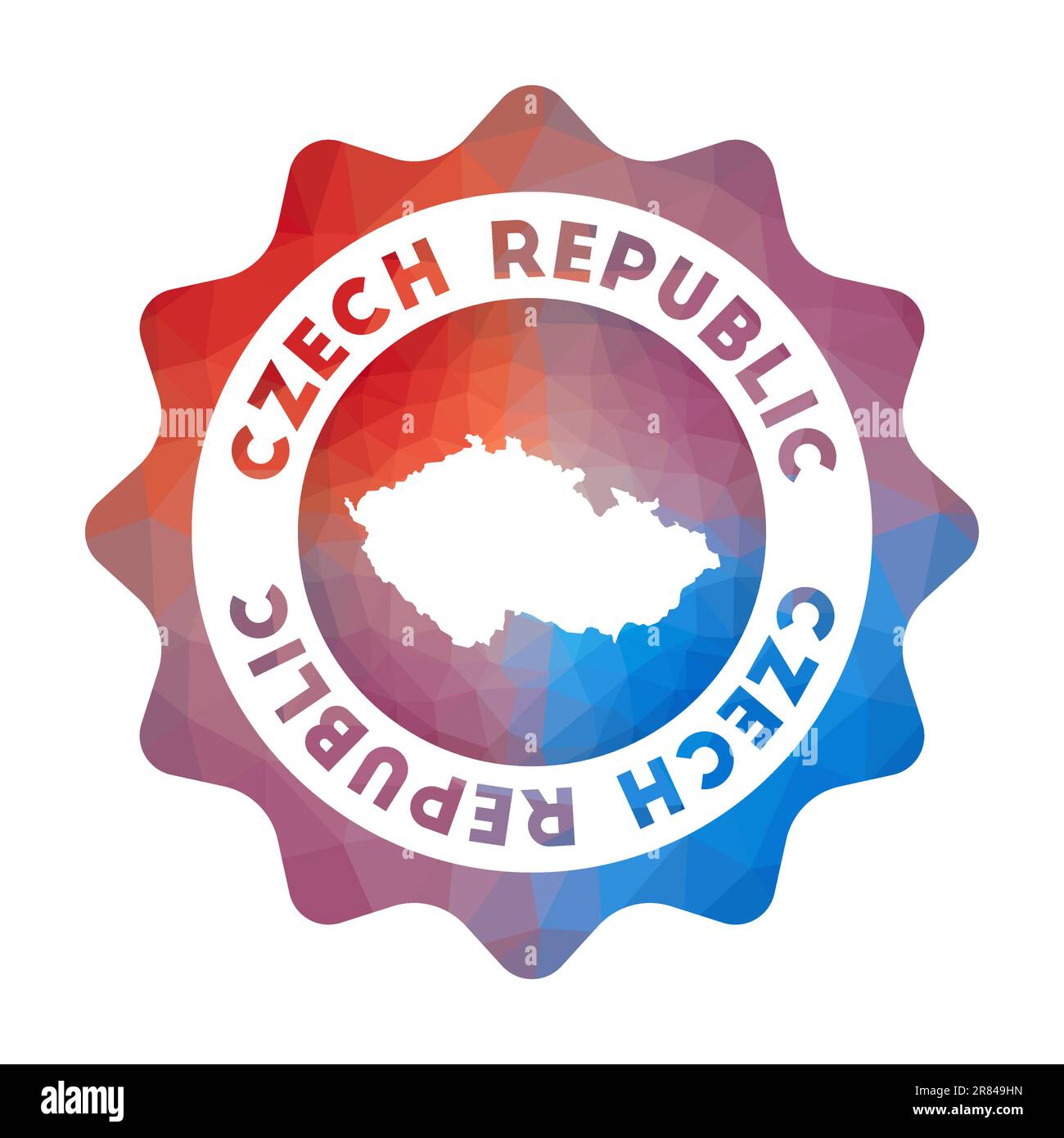 Czech Republic low poly logo. Colorful gradient travel logo of the country in geometric style. Multicolored polygonal Czech Republic rounded sign with Stock Vector