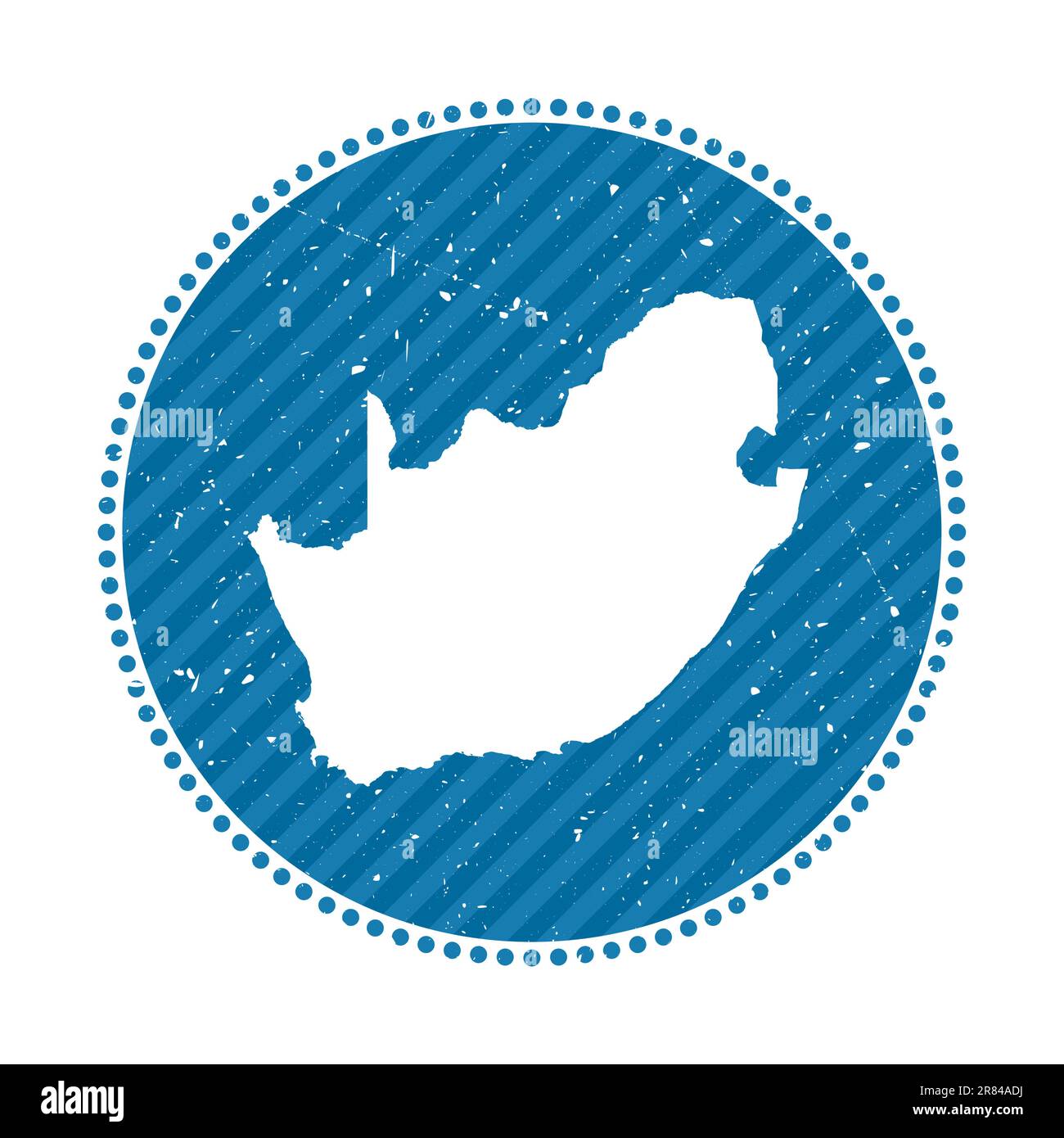 South Africa striped retro travel sticker. Badge with map of country