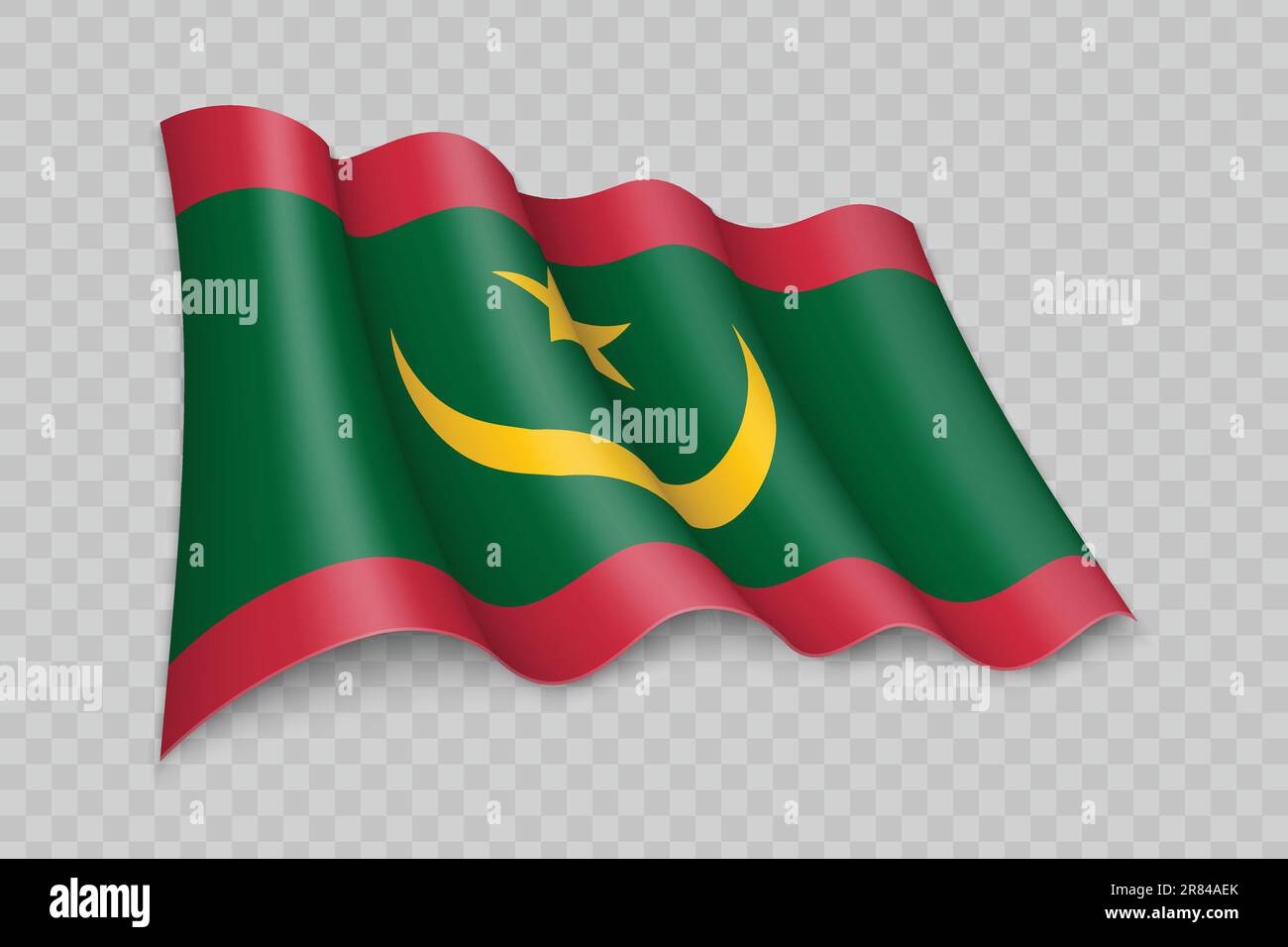 3D Realistic waving Flag of Mauritania on transparent background Stock ...