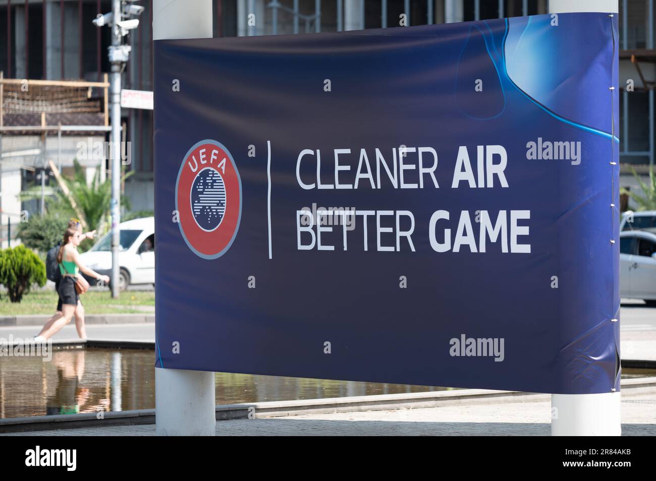 Batumi, Georgia. 19th June, 2023. Luca Netz, player of the German U21  national team, stands on the terrace on the sidelines of a media round at  the team hotel. 16 teams will