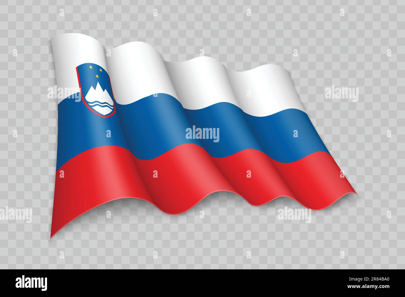 3D Realistic waving Flag of Slovenia on transparent background Stock ...