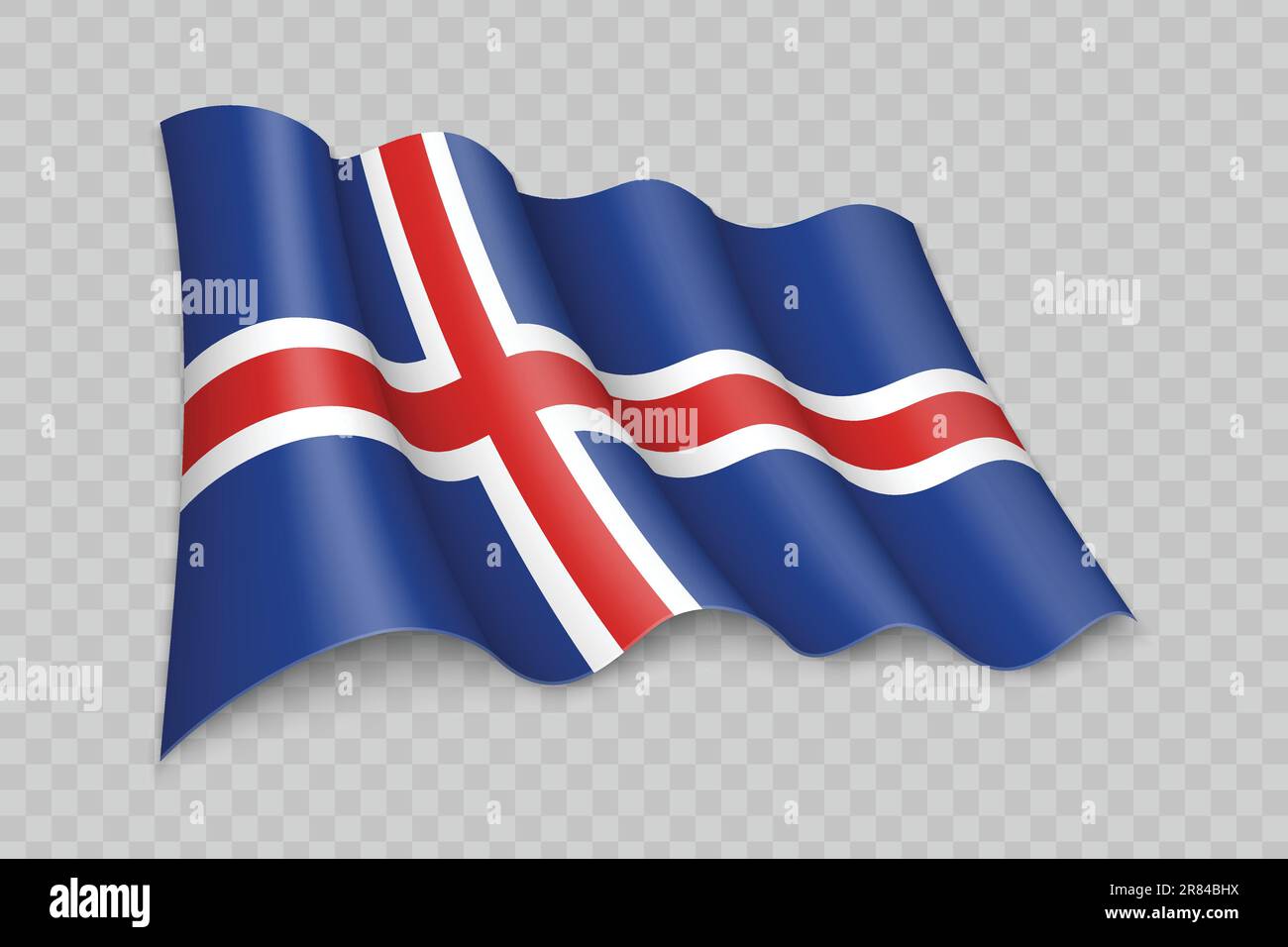 3D Realistic waving Flag of Iceland on transparent background Stock ...