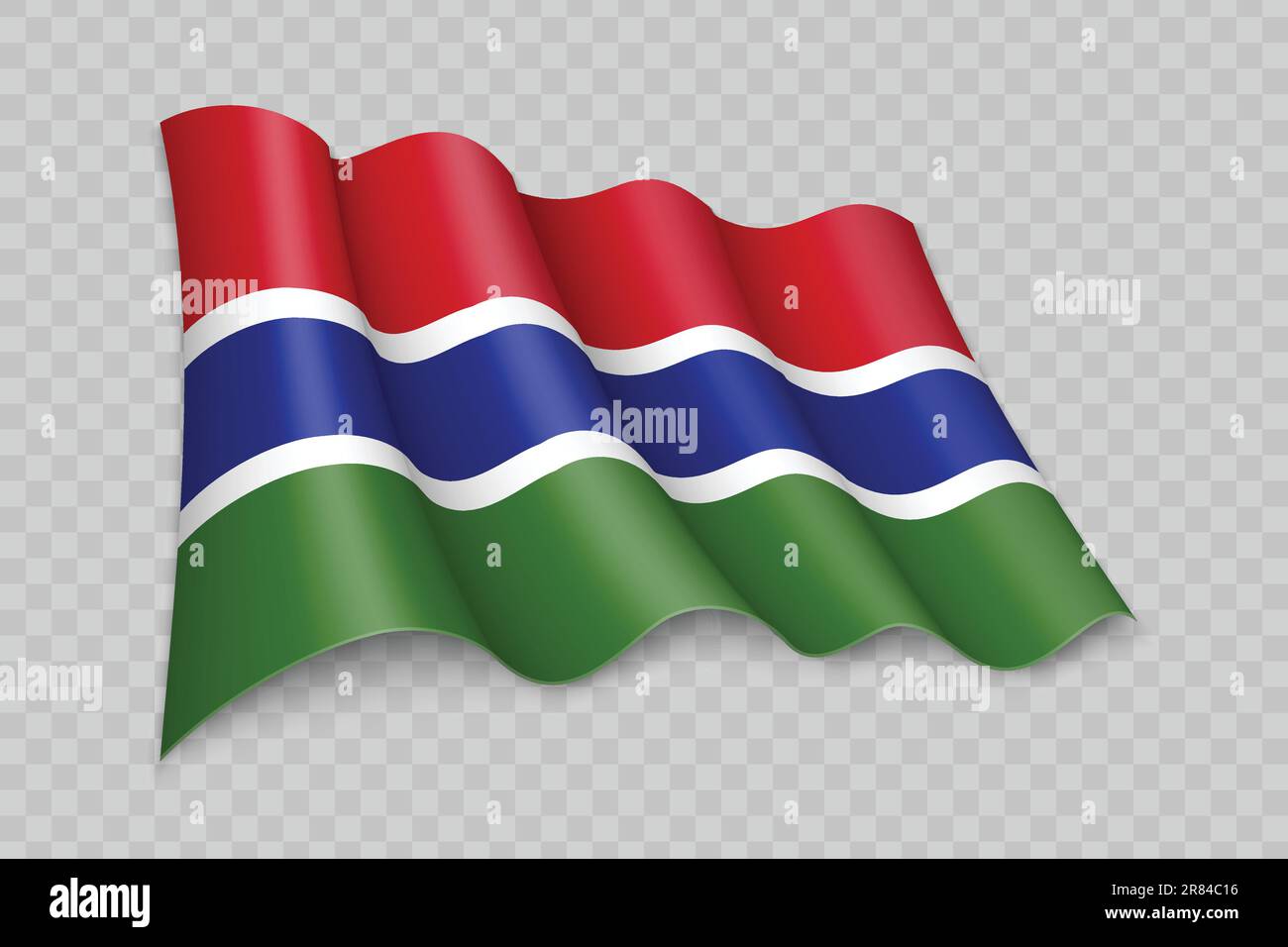 3D Realistic waving Flag of Gambia on transparent background Stock ...