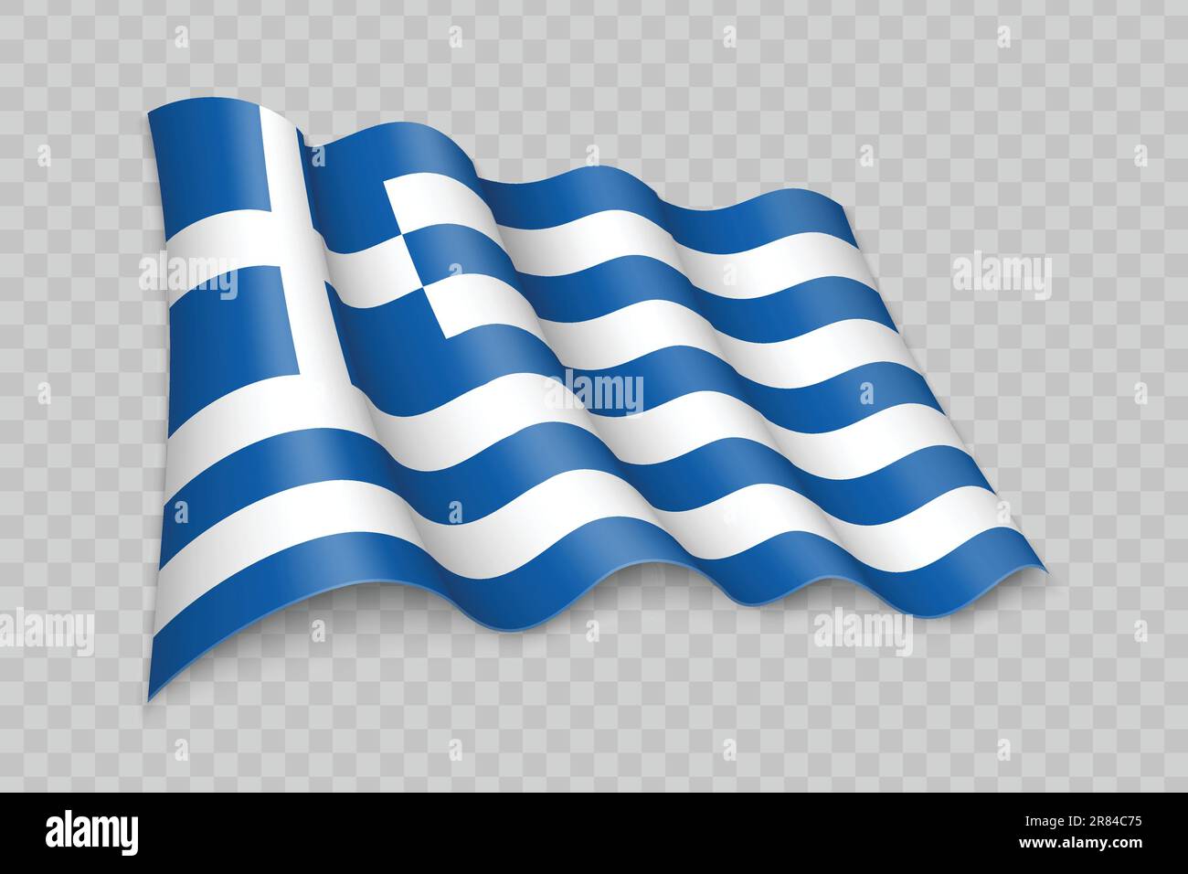 3D Realistic waving Flag of Greece on transparent background Stock ...