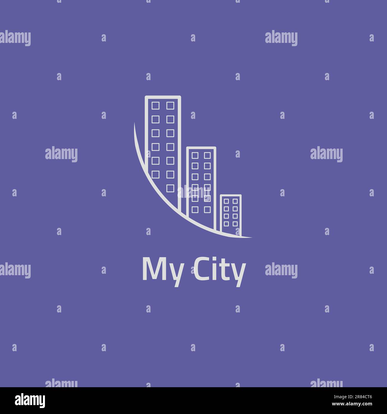 Simple city logo over curved lines. Stock Vector
