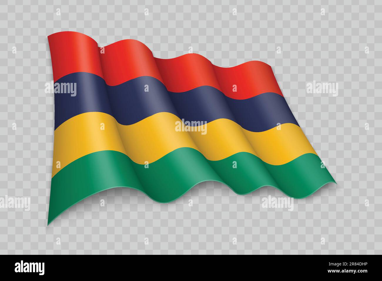 3D Realistic waving Flag of Mauritius on transparent background Stock ...