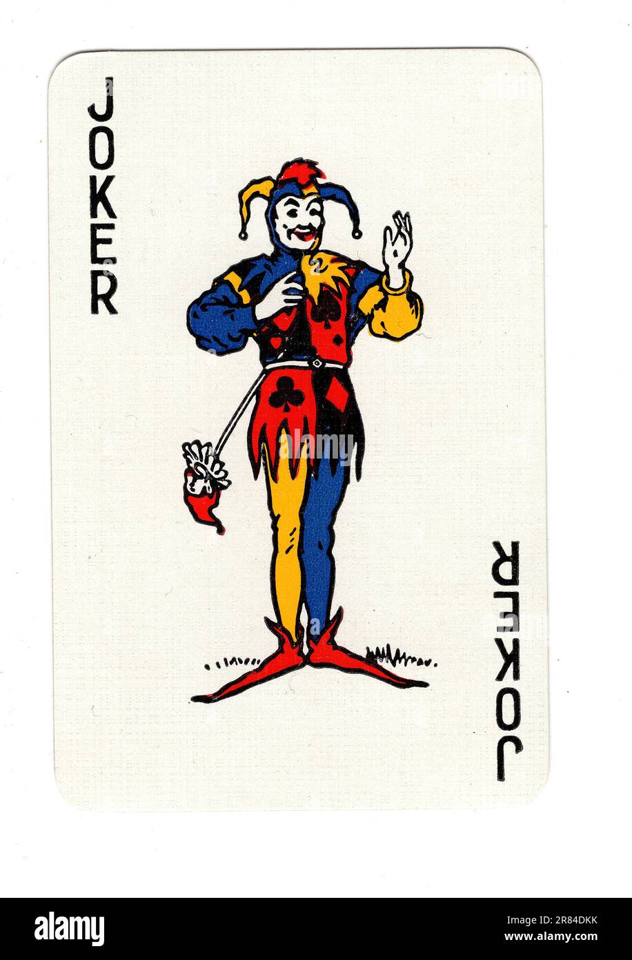 A joker vintage playing card on a white background Stock Photo - Alamy