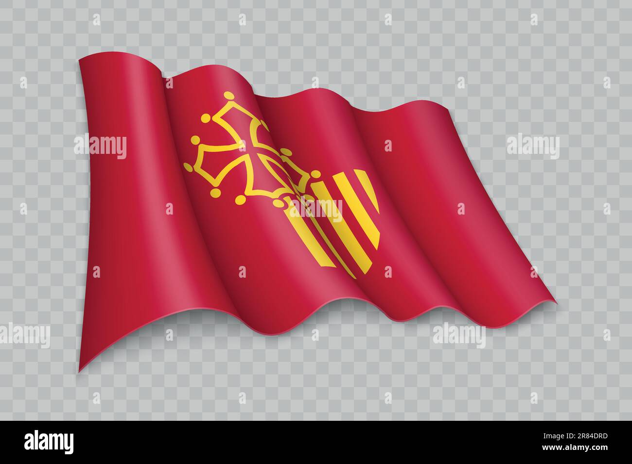 3D Realistic waving Flag of Occitanie is a region of France on ...