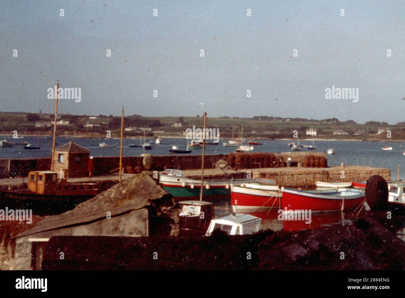 St Marys Harbour, Isles of Scilly, digital reproduction of an original photograph 1970's Stock Photo