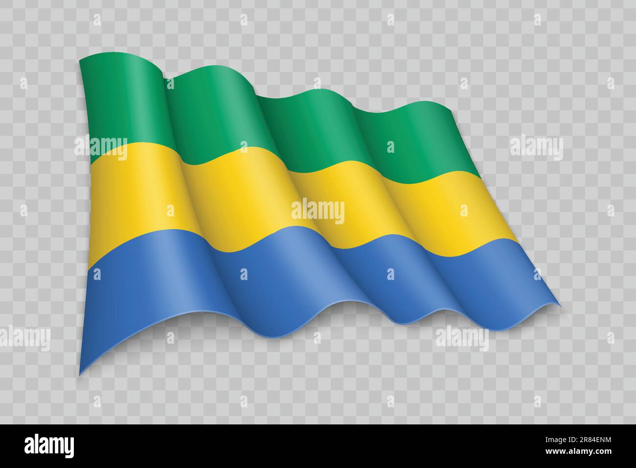 3D Realistic waving Flag of Gabon on transparent background Stock ...