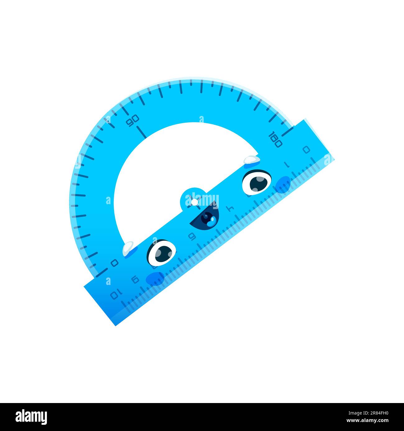 Cartoon protractor character or school education mascot, vector happy