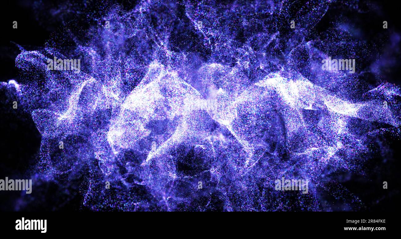 Abstract blue energy waves futuristic hi-tech glowing particles ...