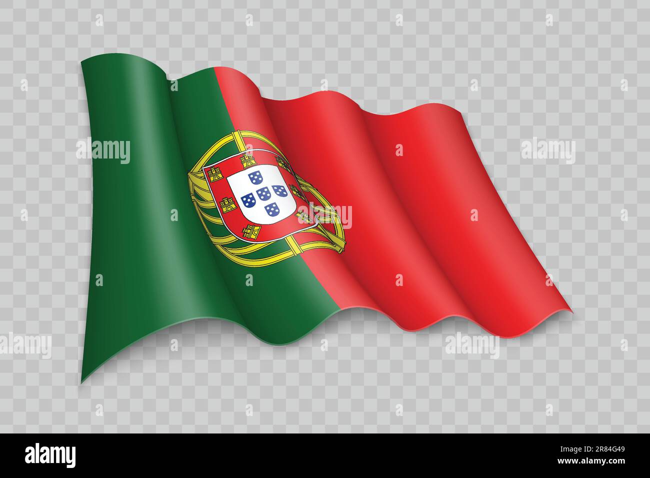 3D Realistic waving Flag of Portugal on transparent background Stock ...