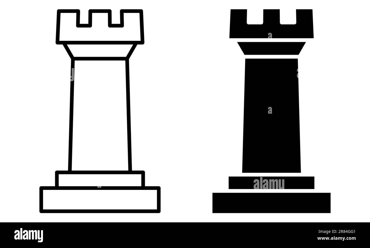 Rook, castle. Black and white rook with a description of the position on  the chessboard and moves. Educational material for beginner chess players.  8383074 Vector Art at Vecteezy