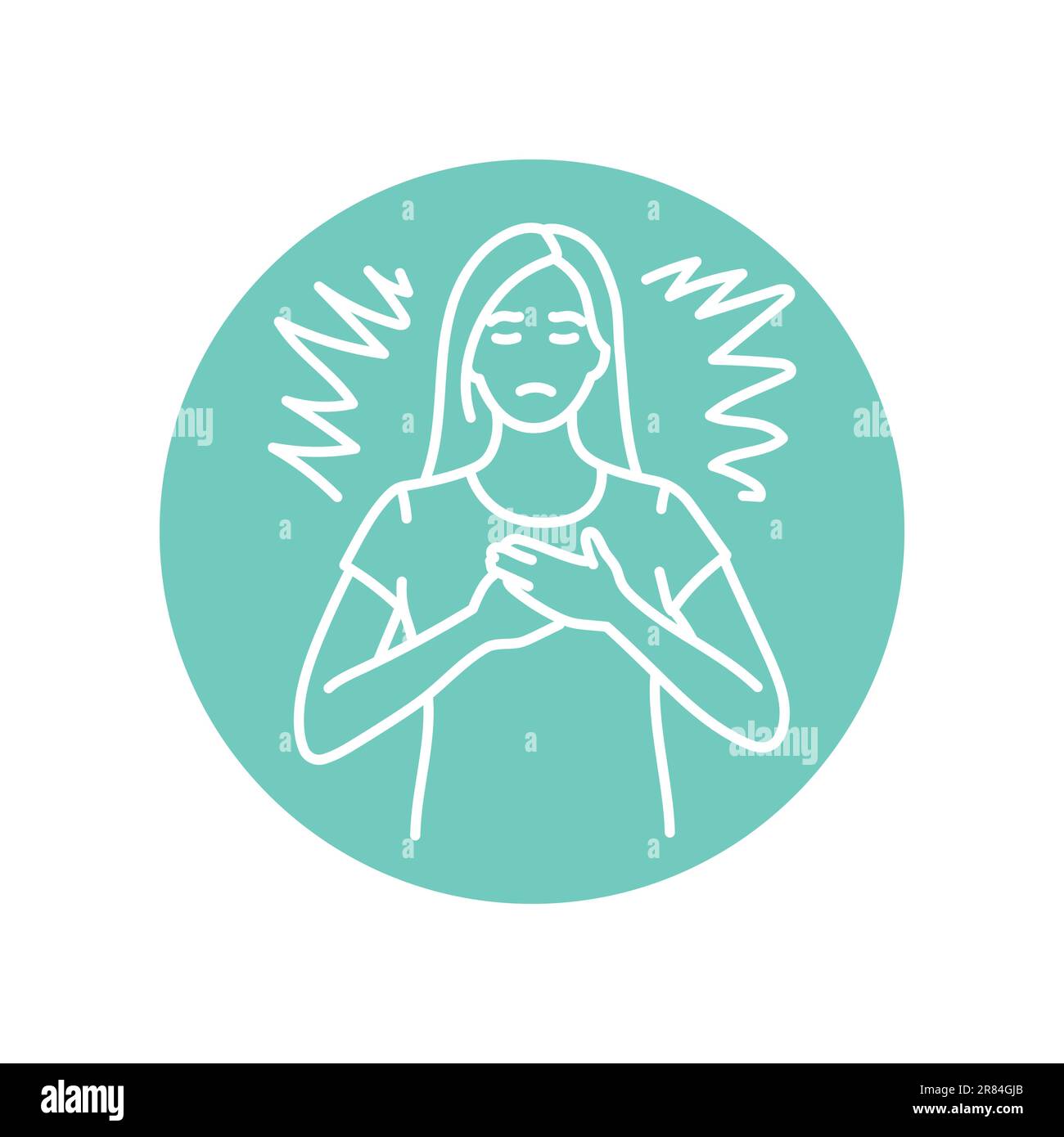 Trauma healing Meditation black line icon. A woman doing breathing ...