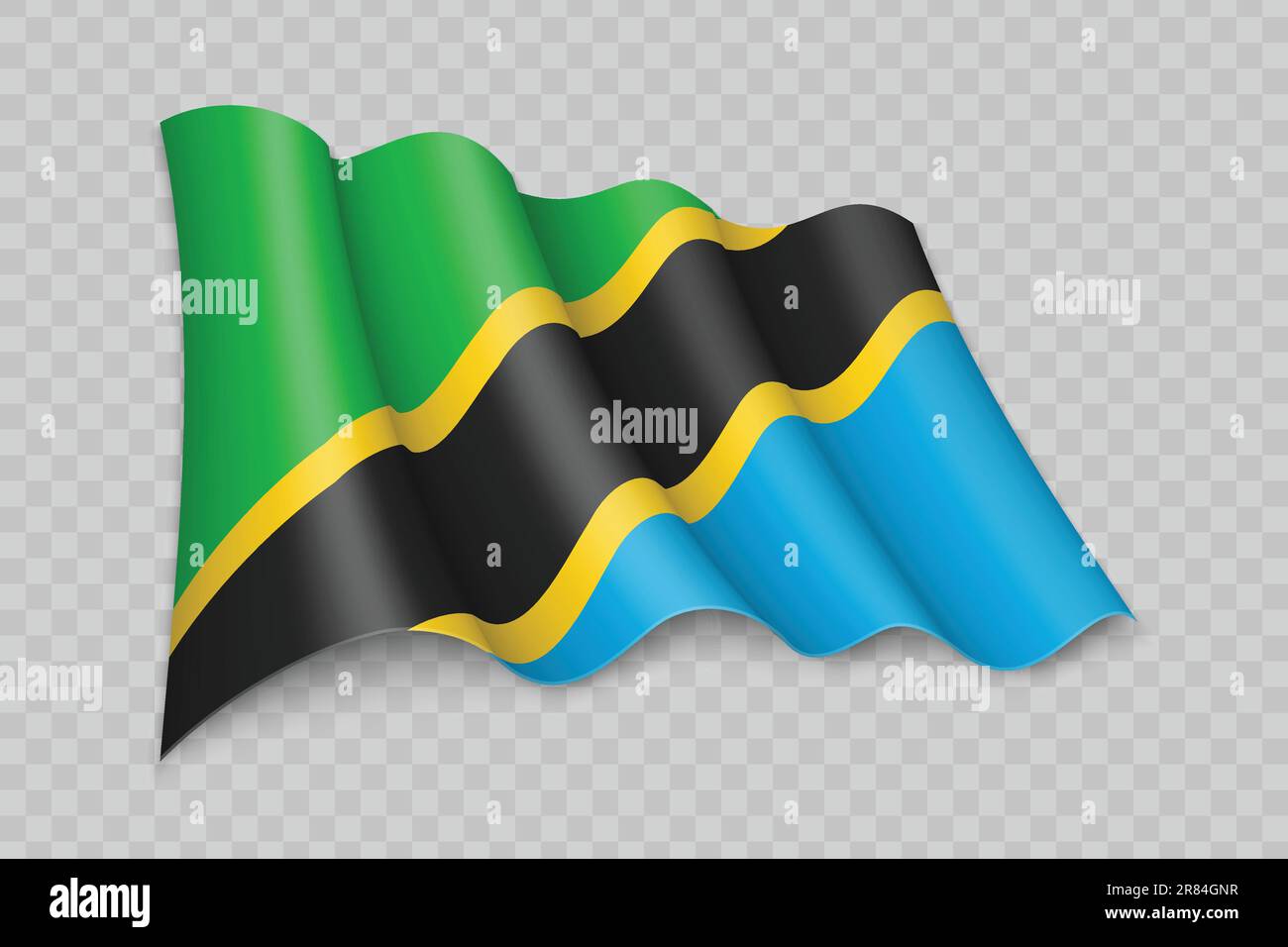3D Realistic waving Flag of Tanzania on transparent background Stock ...