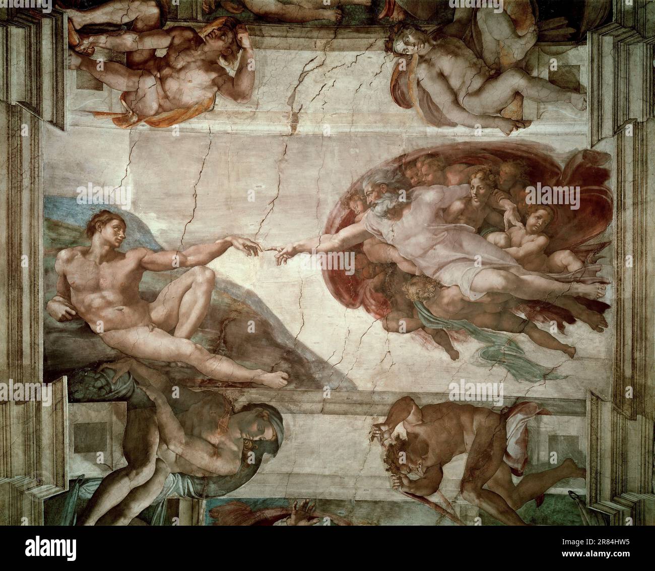 Creation of Adam Michelangelo Buonarroti (1475-1564) Sistine Chapel Stock Photo