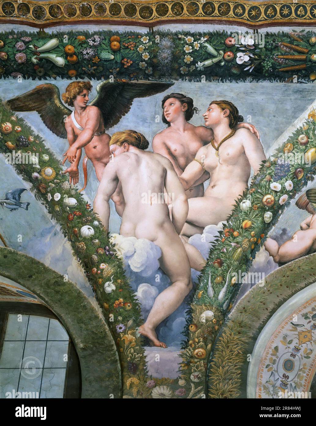 Raffaello Sanzio da Urbino) Raphael (Raffaello Santi – Cupid and the Three Graces  1517 Stock Photo