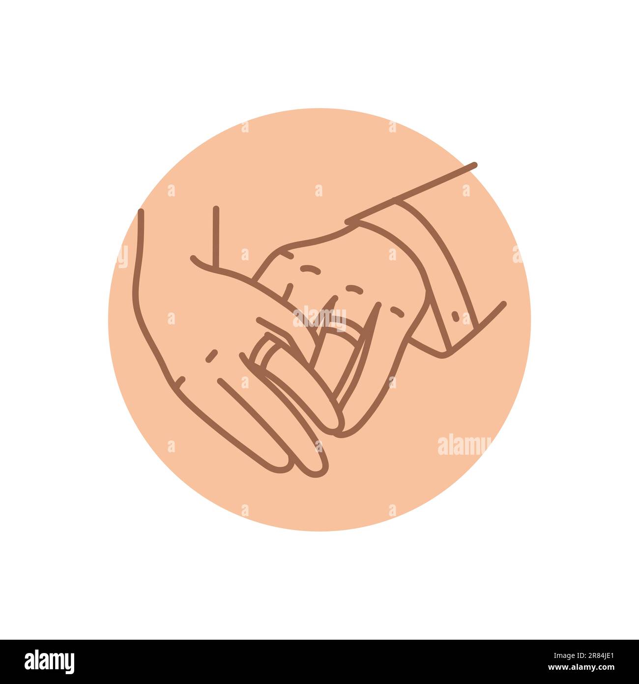 Couple's hands with wedding rings black line icon. Pictogram for web page, mobile app, promo. Stock Vector