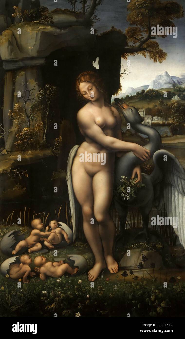 Leonardo da Vinci – Leda and the Swan (Francesco Melzi)  1508-15 Stock Photo