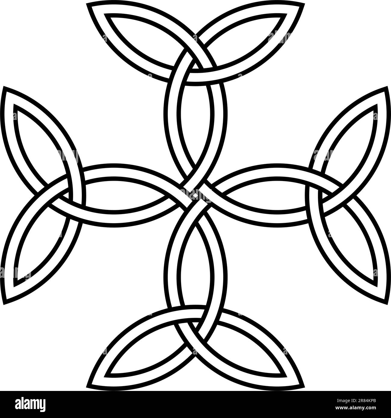 Carolingian Cross in black. Isolated background. Symbolizes unity, balance, and God. Abstract Middle Age illustration of an celtic symbol. Stock Vector