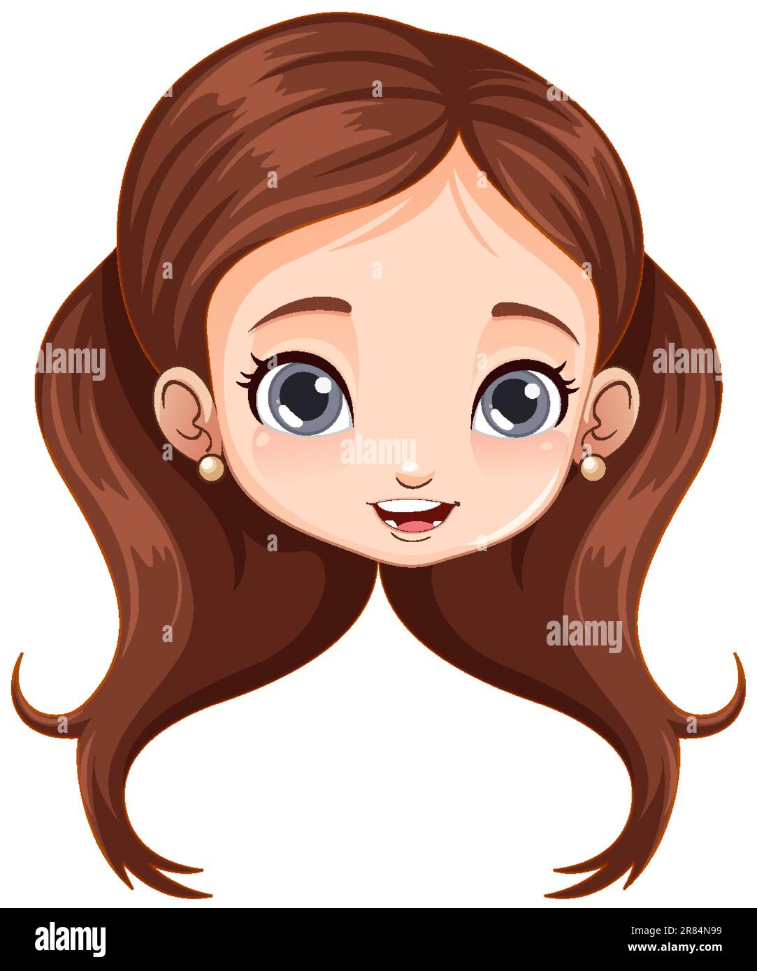 Cute girl head cartoon illustration Stock Vector Image & Art Alamy