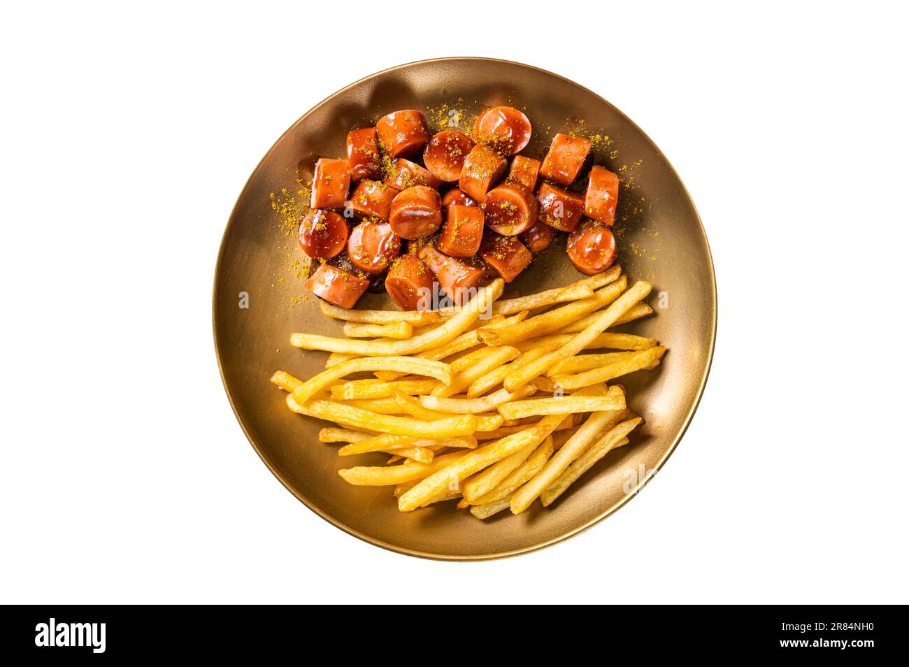 German currywurst sausage, curry wurst served with French fries