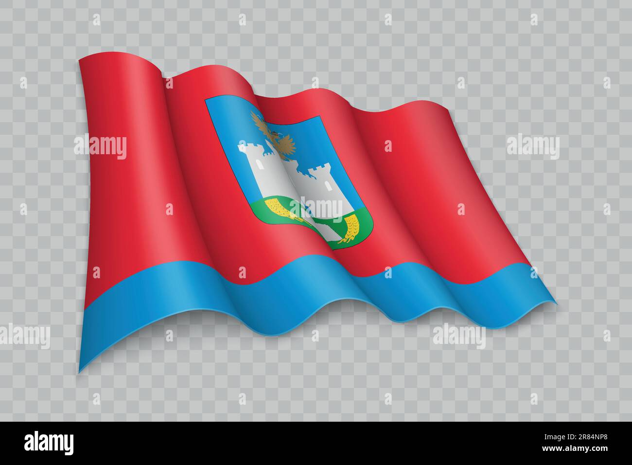3D Realistic waving Flag of Oryol Oblast is a region of Russia on transparent background Stock Vector