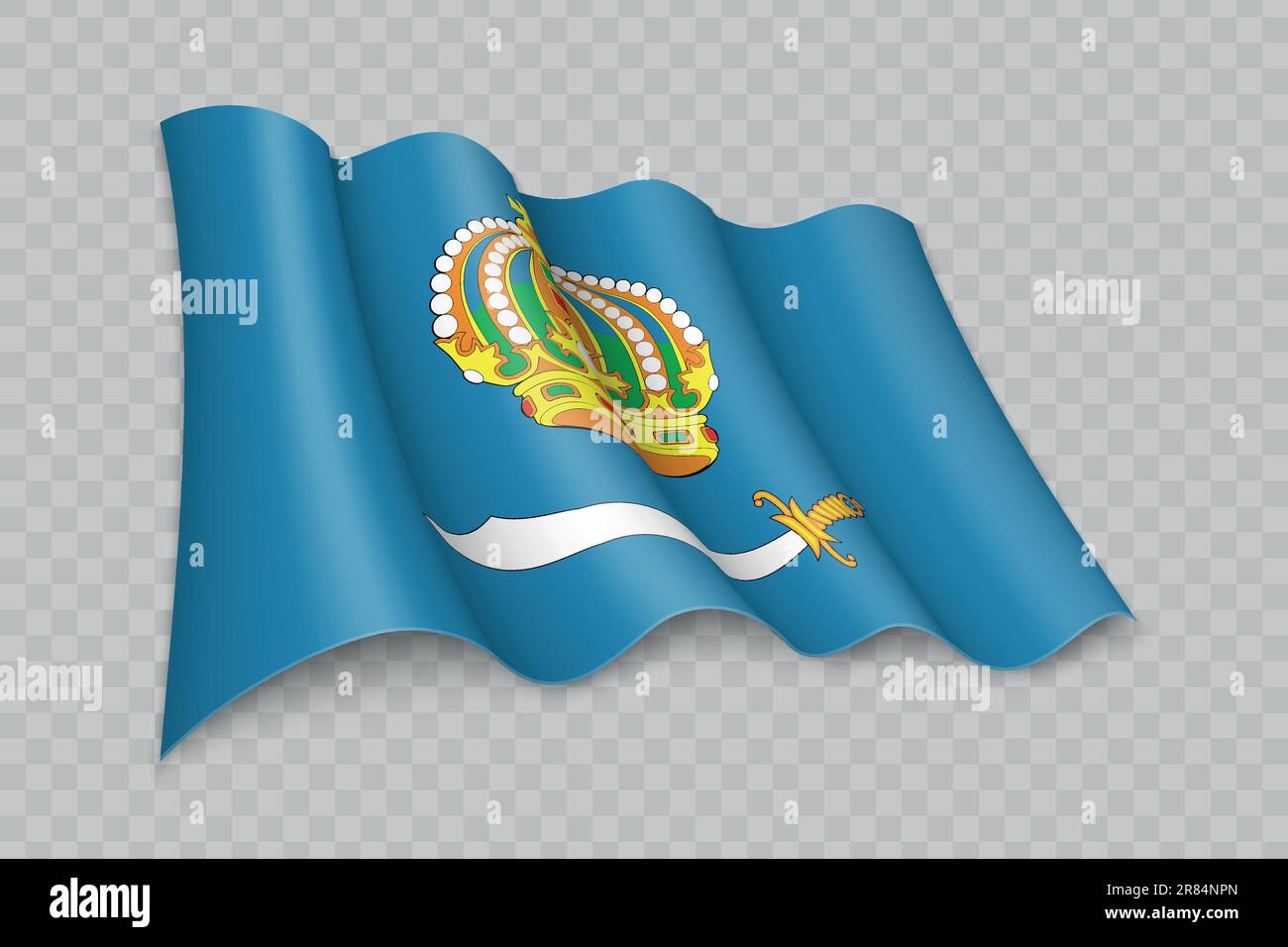 3D Realistic Waving Flag Of Astrakhan Oblast Is A Region Of Russia On ...