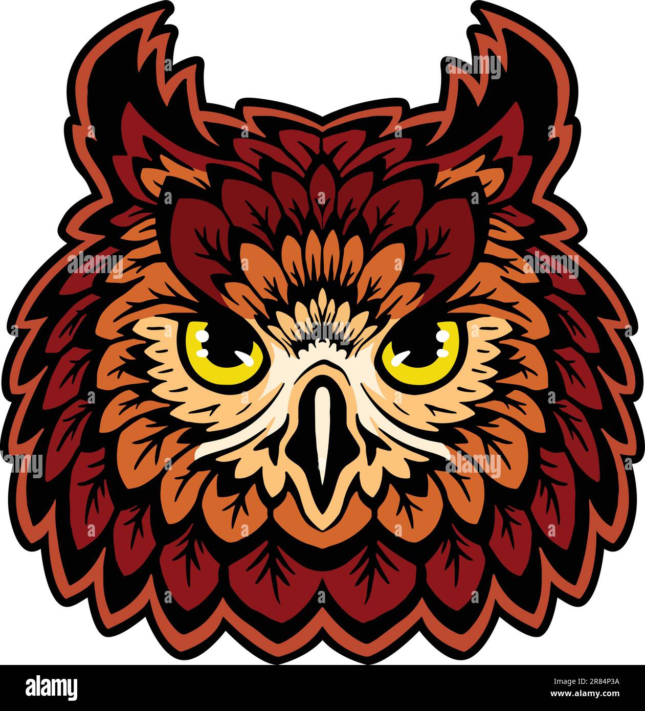 Owl Face Illustration. Sky. Forest. Vector Stock Vector Image & Art - Alamy