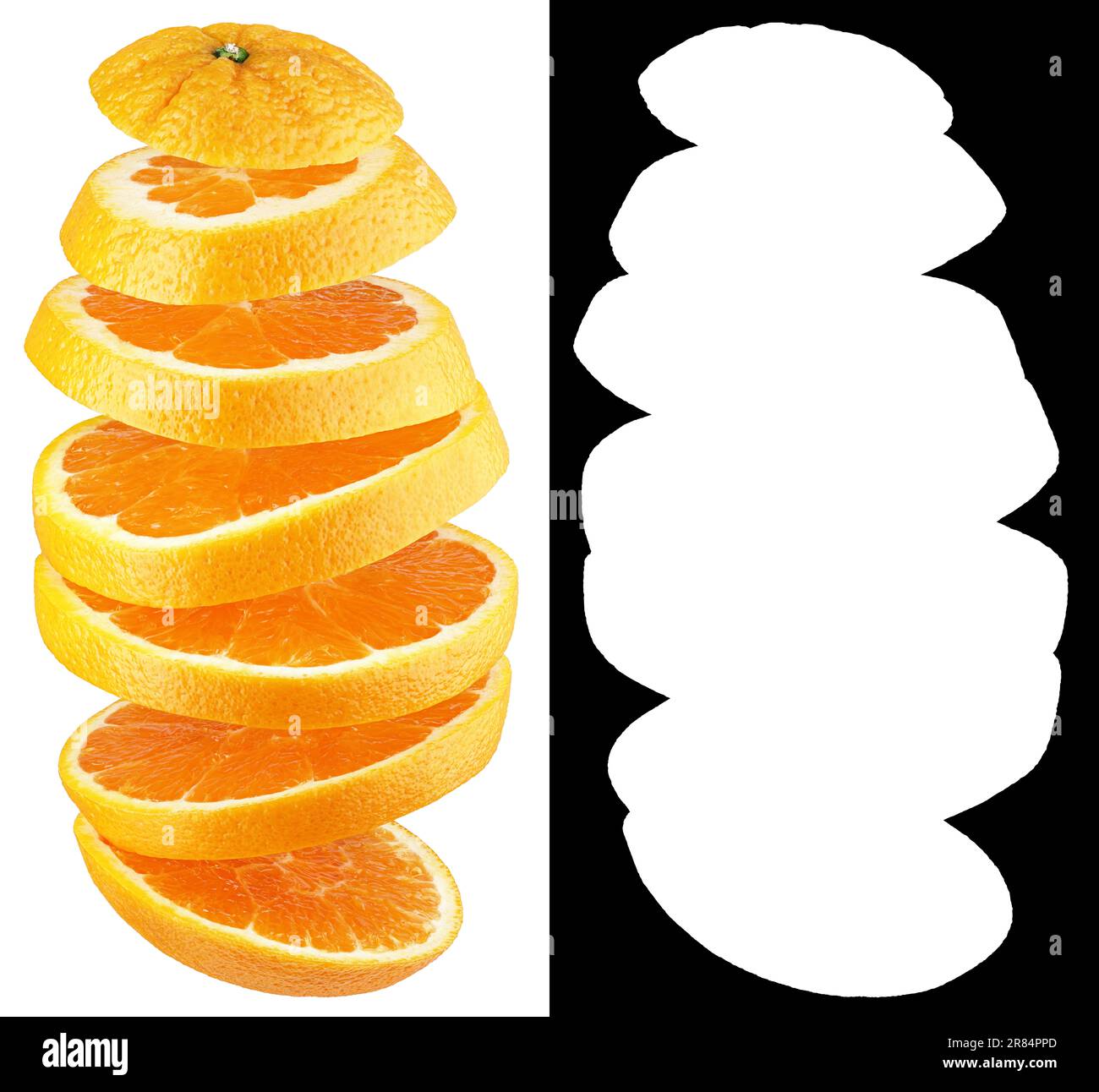 Sliced orange citrus fruit isolated on white background. Orange slices ...