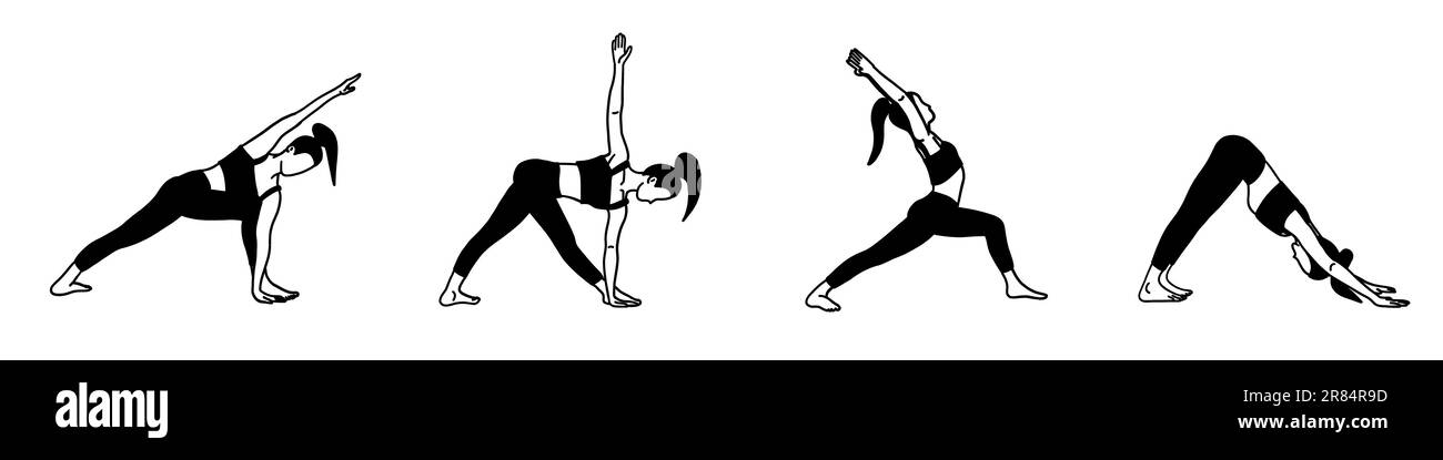 Yoga poses black and white Cut Out Stock Images & Pictures - Page 2 - Alamy