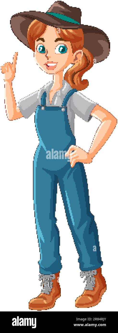 Young female farmer cartoon character illustration Stock Vector Image ...