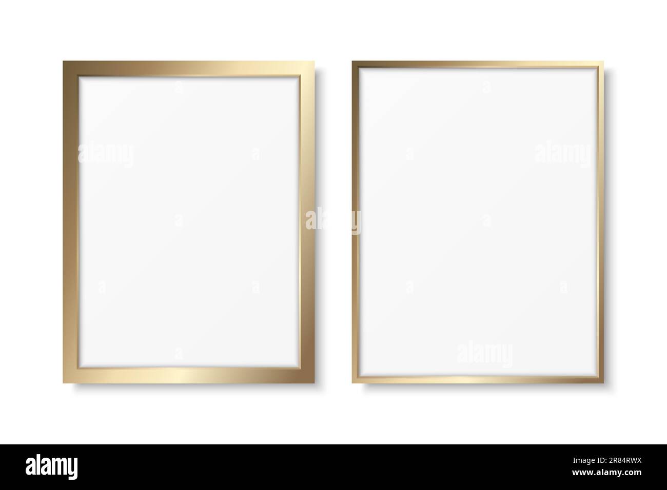 Vector 3d Realistic Vertical Yellow Metal, Golden Color Decorative