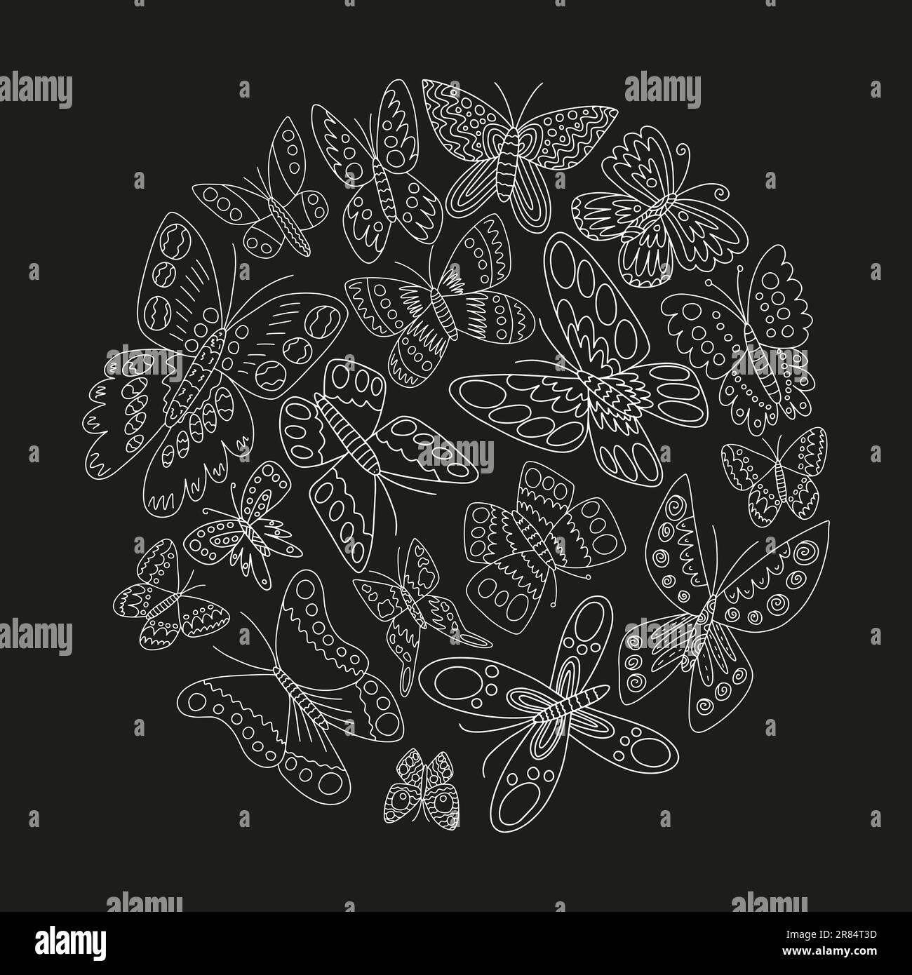 Vector butterflies set on black background Stock Vector Image & Art - Alamy
