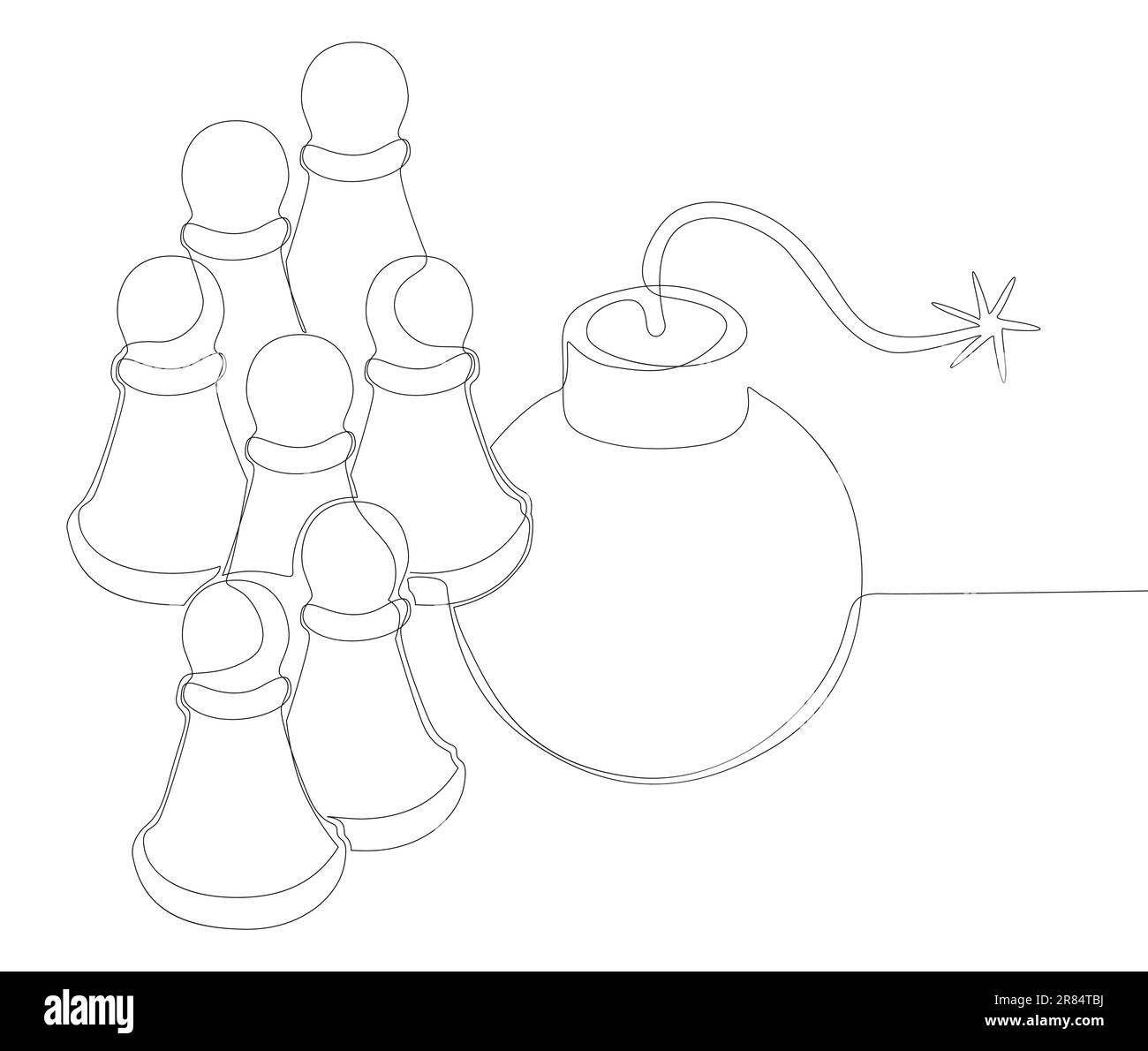 Single continuous line drawing chess pieces silhouette icon set