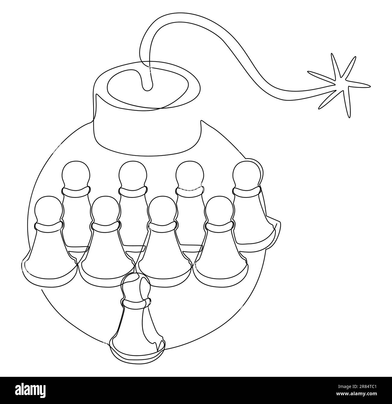 Continuous line drawing chess pieces king Vector Image