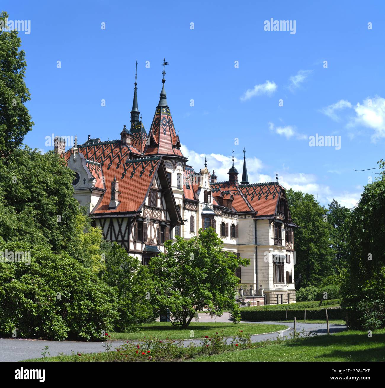 Romantic castle palace „Lesna“ in Zlin, Czech Republic, Europe Stock Photo