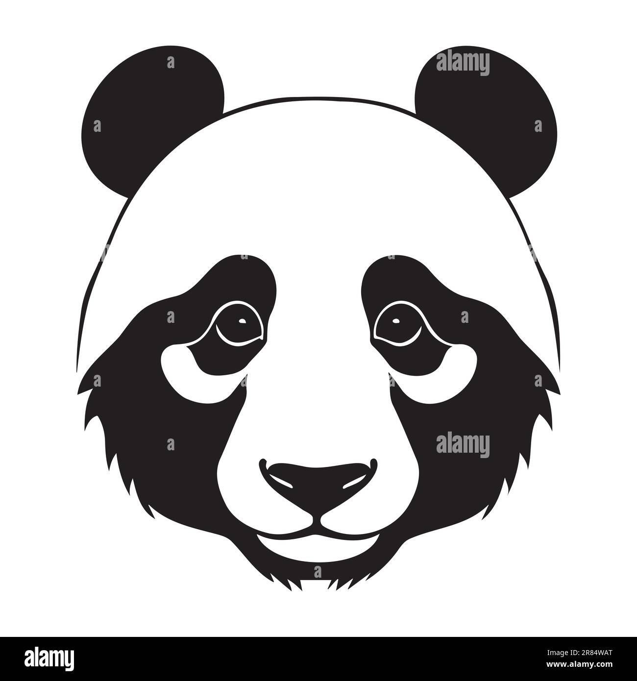 Panda Head Black And White Vector Icon. Template For Logo, Emblem Or ...