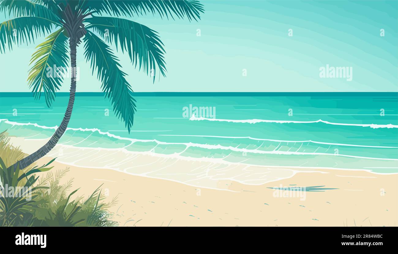 Tropical Sea beach background landscape vector art Stock Vector Image ...