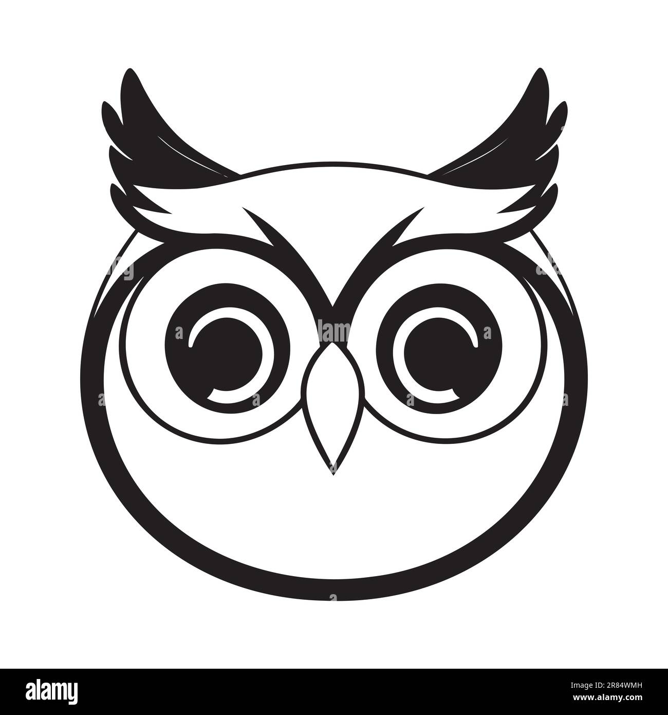 Owl head black and white vector icon. Template for logo, emblem or ...