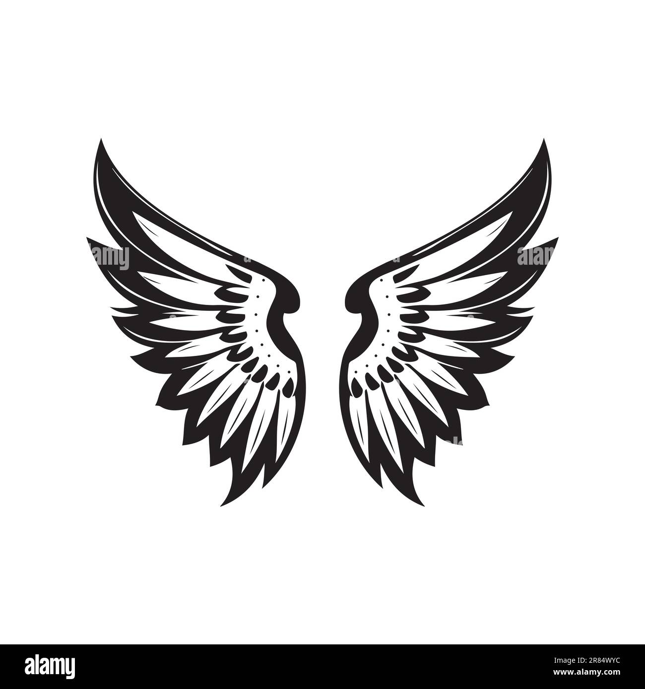 Wings black and white vector icon. Template for logo, emblem or badge ...