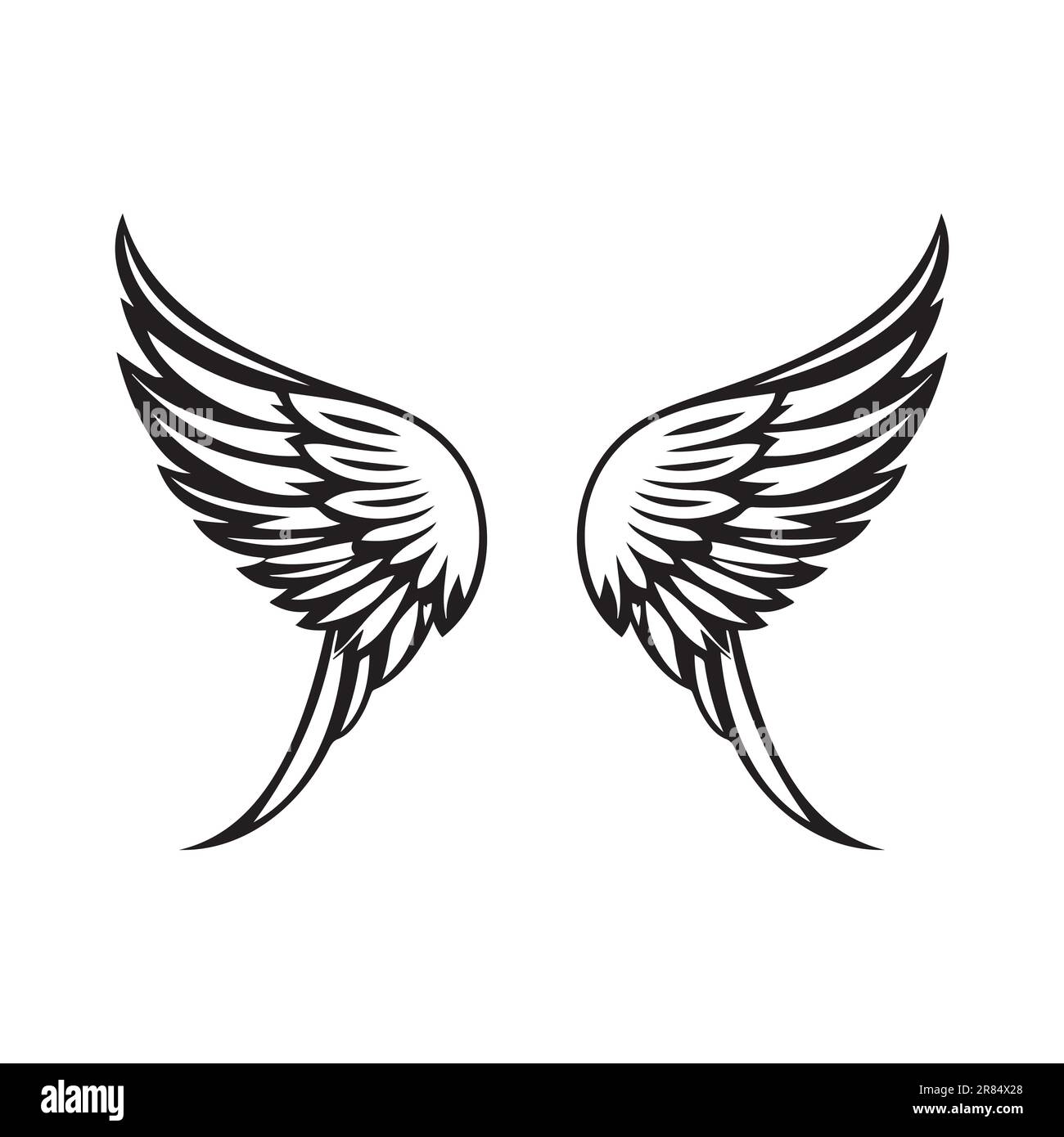 Wings black and white vector icon. Template for logo, emblem or badge ...