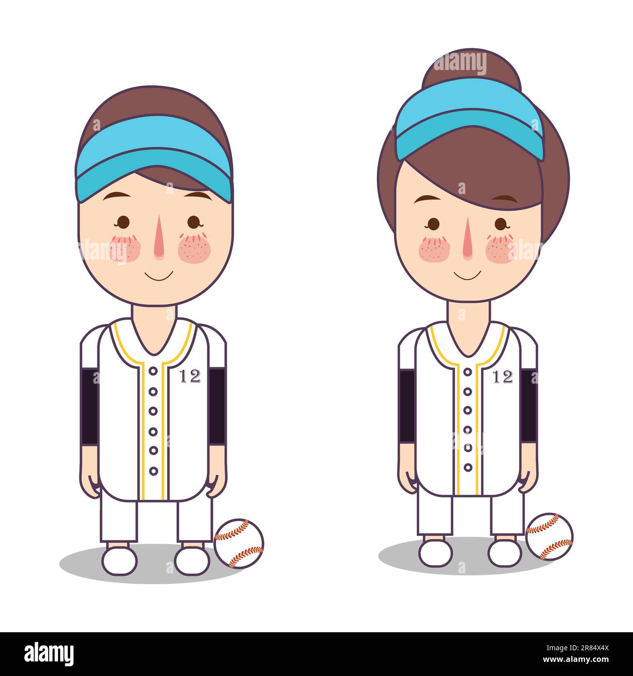 baseball jersey boy and girl uniform clothes sportwear stylish apparel health sport activity athletic match Stock Vector