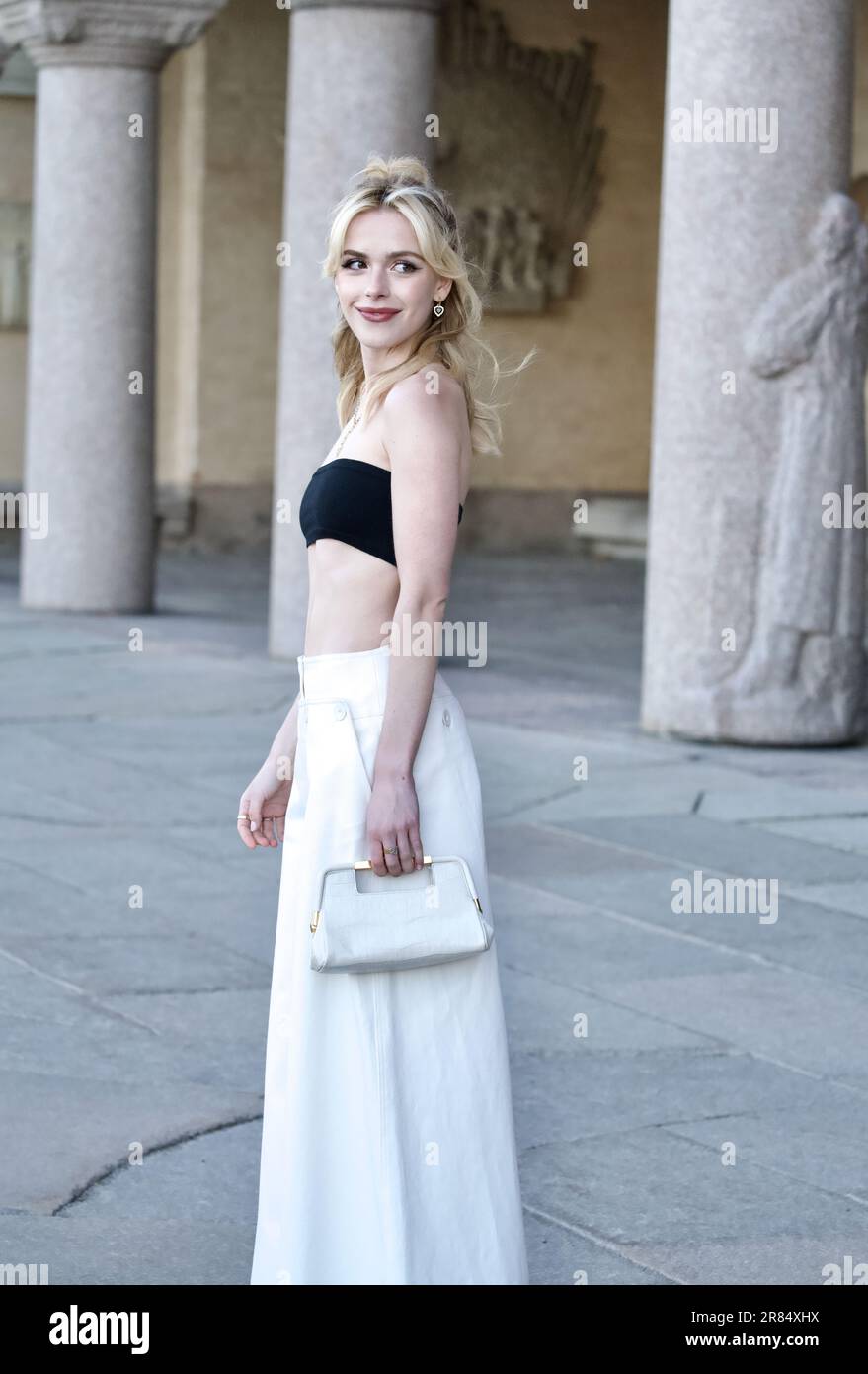 STOCKHOLM, SWEDEN - JUNE 11, 2023: Actress Kiernan Shipka outside the