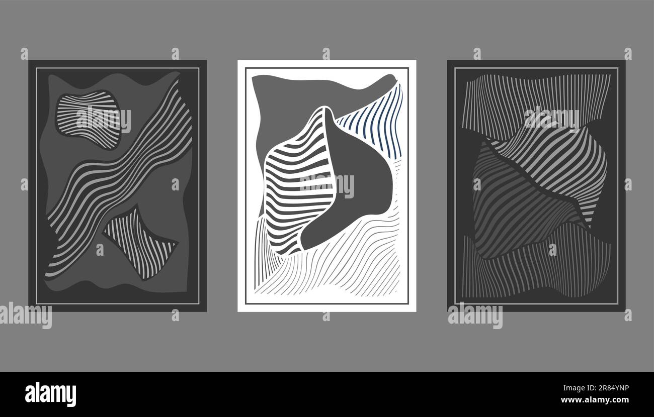 Composition of deformed geometric shapes for interior design of prints ...
