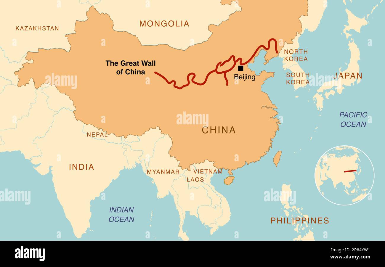 Detailed map of the Great Wall of China Stock Photo Alamy