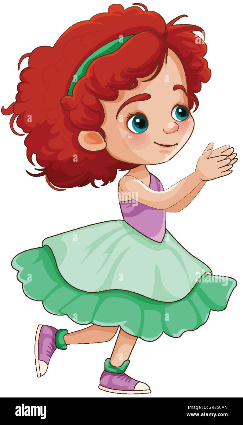 Little Girl in Beautiful Dress Vector illustration Stock Vector Image ...
